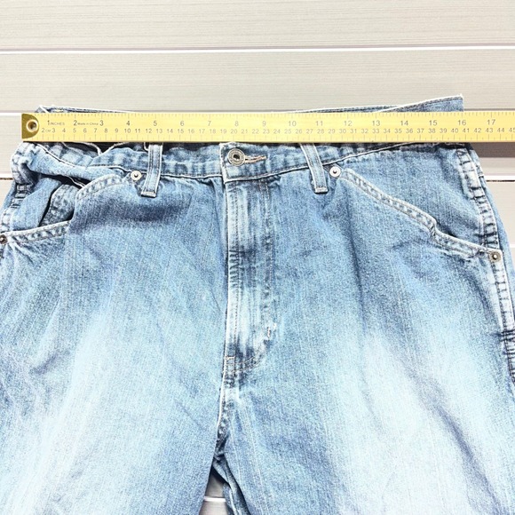 Old Navy Carpenter Jeans Mens 34 Long Light Wash Denim Blue Utility Work Pants - Picture 4 of 8